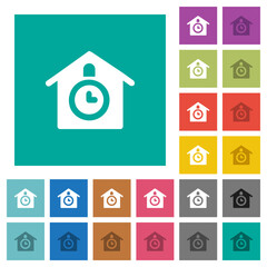 Cuckoo clock solid square flat multi colored icons