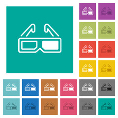 Retro 3d glasses alternate square flat multi colored icons
