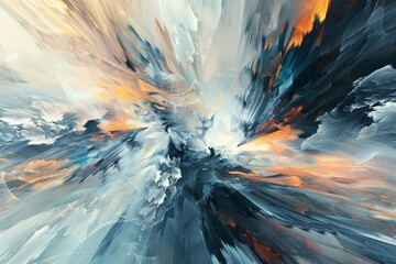 Abstract Icy Blast with Warm Accents Painting