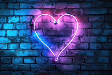 Neon Heart on Brick Wall