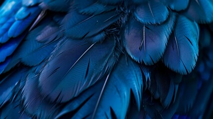 close up of black and blue feathers for texture or background use.