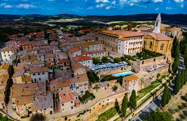 Aerial view of Pienza, Tuscany, Italy