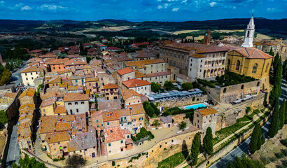 Naklejka premium Aerial view of Pienza, Tuscany, Italy