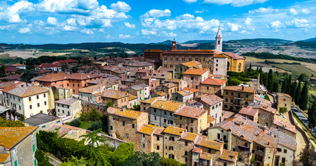 Naklejka premium Aerial view of Pienza, Tuscany, Italy