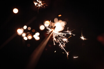 sparkler on a black background
