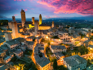 Fototapeta premium Aerial view of San Gimignano, Tuscany, Italy