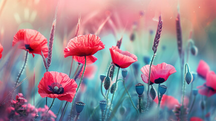 close-up of beautiful poppies