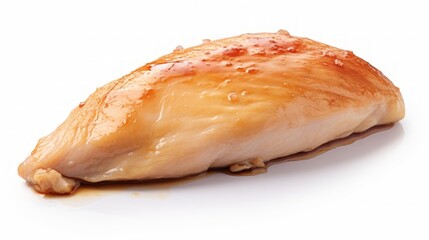 Close-up realistic photo of a moist chicken breast piece against a white background Generative AI