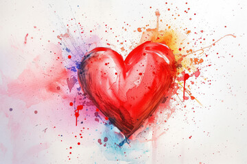 A Red Heart Painting on White Background