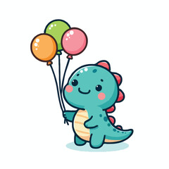 Obraz premium cute dinosaur cartoon vector on white background 