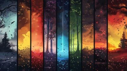 Fantasy Forest Illustration in Seasonal Colors