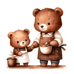 Fototapeta premium father bear and a cute baby bear father's day