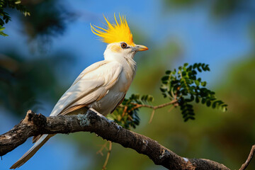 Yellow-crested Avian Rarity, a rare bird species characterized by its vibrant yellow crest