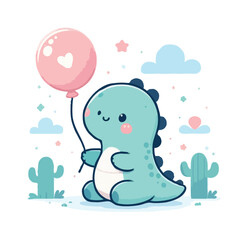 Obraz premium cute dinosaur cartoon vector on white background 