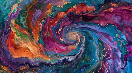 Psychedelic Swirl of Acrylic Paint Colors