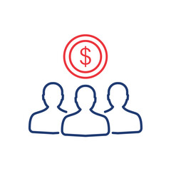 Fund of Donation Linear Icon. Charity and Donation Concept. Organization and Community Charitable Foundation. Financial Help for People Line Pictogram. Editable stroke. Vector illustration.