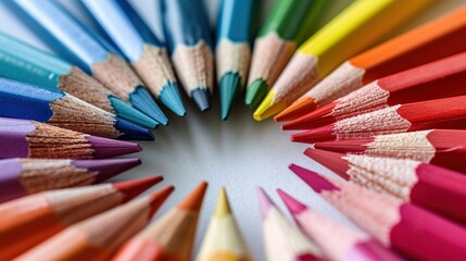 Fototapeta premium colored sharpened pencils on a white background, school supplies for drawing