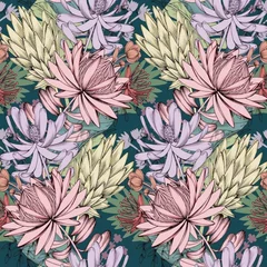 Badkamer foto achterwand Pattern floral blossom flower tropical art design illustration © Rian
