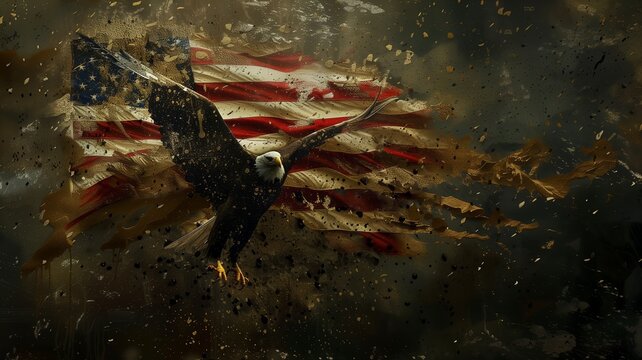 Vereinigte Staaten von Amerika: Adler und amerikanische Flagge (USA)