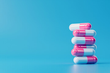 Close-up group of antibiotics Health care and medical background