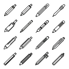 Pen icon vector set