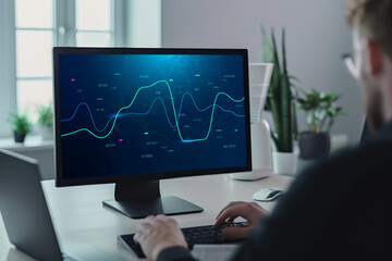 a manager effortlessly implementing and tracking incentive programs on a sleek digital interface.