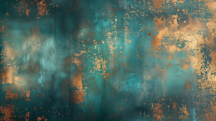 Vintage Teal and Copper Texture with Distressed Patina - obrazy, fototapety, plakaty