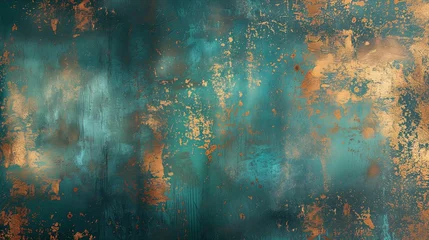 Fotobehang Vintage Teal and Copper Texture with Distressed Patina © Tessa