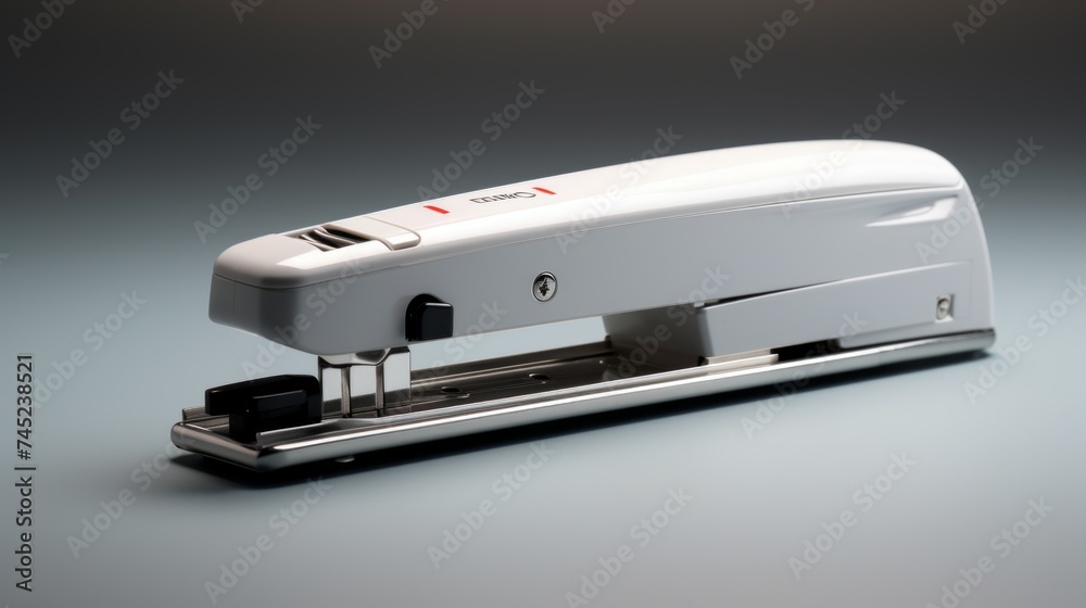 Aufkleber durable paper stapler positioned diagonally white surface generative ai
