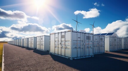 modern battery energy storage system,battery container units with solar and turbine farm