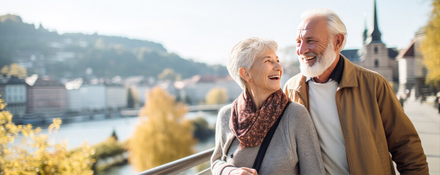 Happy senior couple enjoying their time together on the vacation. Active retirement concept