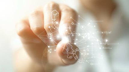 Fingertip Glowing Digital Network Connection Concept with Innovative Technology Illustration