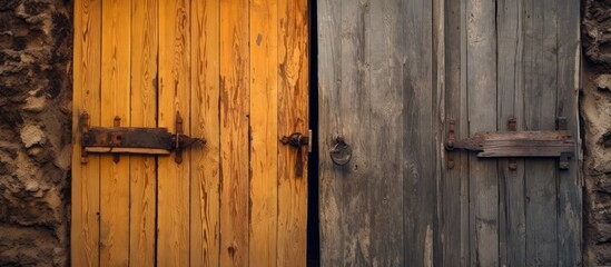 Old wooden door, Transition to a different climate. Climate change concept