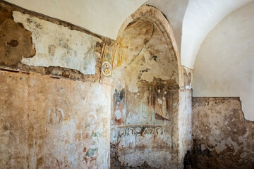 frescoes of the Santa Lucia church in the  archaeological area of Balsignano (10th century),...
