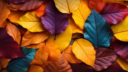 Pile of multicolored autumn leaves