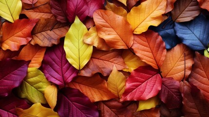 Pile of multicolored autumn leaves