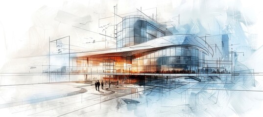 Architecture Drawing banner background for design