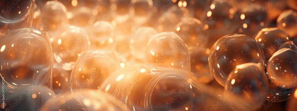 Fototapete Generative AI Layers of translucent circles overlapping to produce an abstract and ethereal scene.