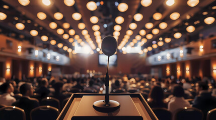 Close-up microphone on podium.