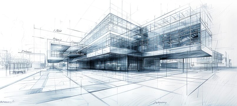 Architecture drawing banner background for design