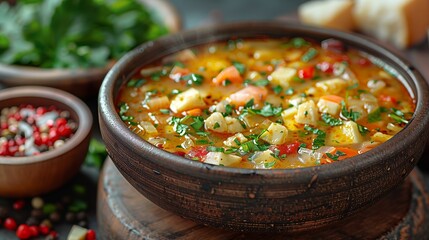 A comforting stew made with vegetables and served in a bowl as food - obrazy, fototapety, plakaty