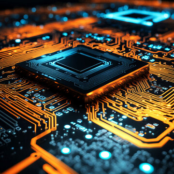 computer board futuristic server Circuit board futuristic server code processing technology background.3d