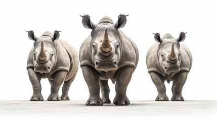Generative AI Noble rhinoceroses in different stances.