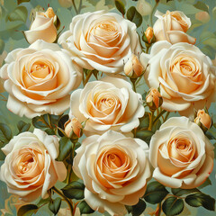 creme colored roses, rose flower ai generated