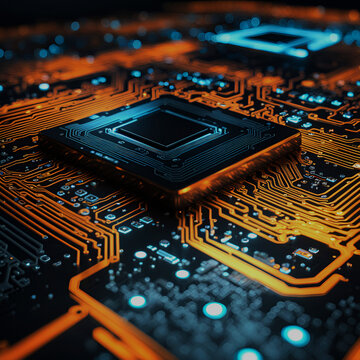 computer board futuristic server Circuit board futuristic server code processing technology background.3d