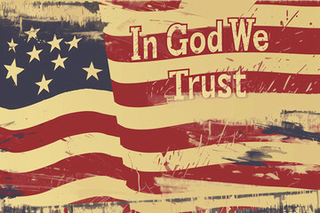 Grunge American flag background with the phrase 