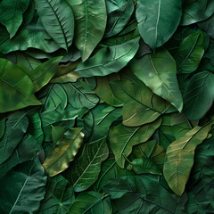 tropical leaf textures, abstractly blended into a rich tapestry of dark green hues.