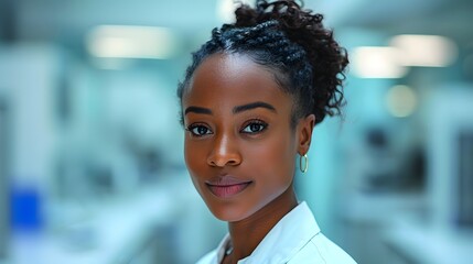 Black female doctor standing confidently in the ward 