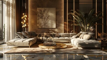 Elegant opulent living room in a wealthy household