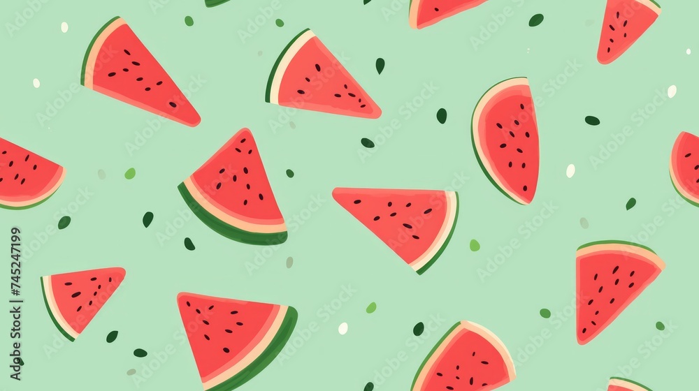 Poster Generative AI Simple aquarelle watermelon pattern